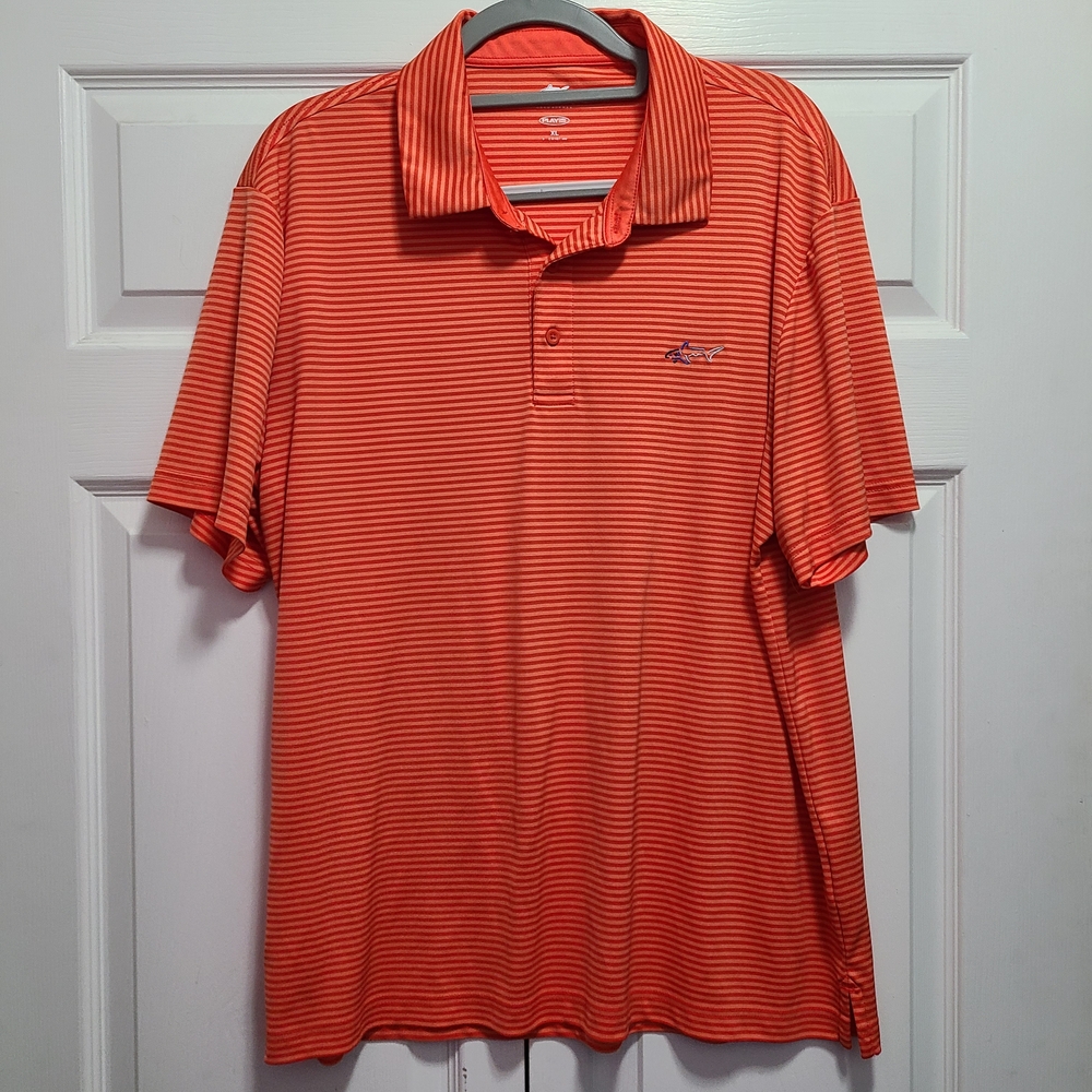Greg Norman Collection Orange Striped Polo‎ Shirt